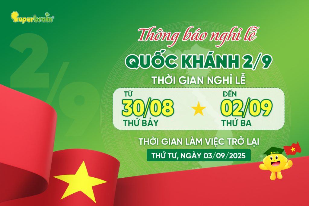 Lịch nghỉ lễ 2/9/2025 Toán Trí Tuệ Superbrain